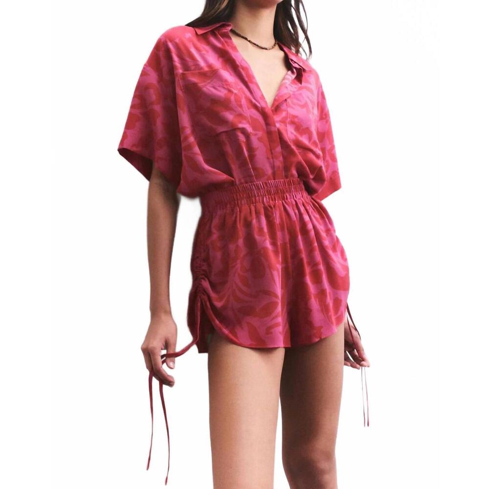 NEW SHONA JOY portea silk side ruched short in azurd